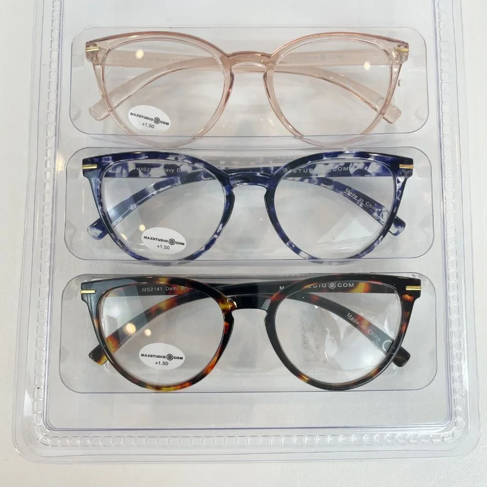 MaxStudio.com +1.50 Reading Glasses Brown Navy Blush